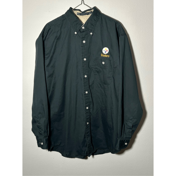 Vintage Pittsburgh Steelers Embroidered Lee Sport Button Down Shirt Size Large - Picture 1 of 8